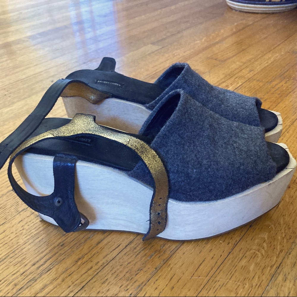 Rachel Comey wood platform felt sandals 7